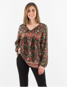 Polyester blouse with long sleeves and "sari" print 2
