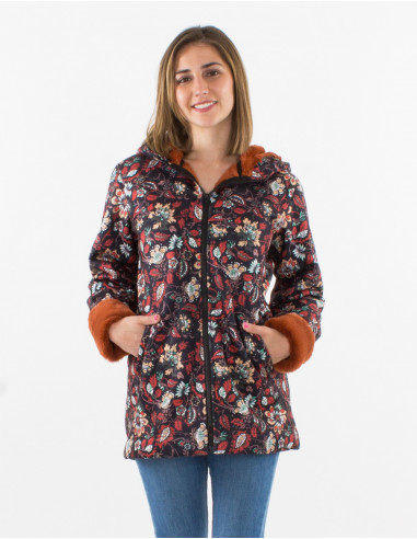 Manteau imprimé Dahila intérieur fausse fourrure