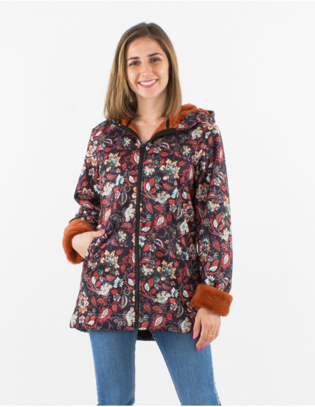 Manteau imprimé Dahila intérieur fausse fourrure