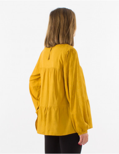 Chemisier viscose col V motif Cachemire