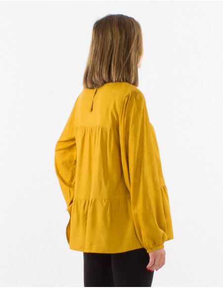 Chemisier viscose col V motif Cachemire