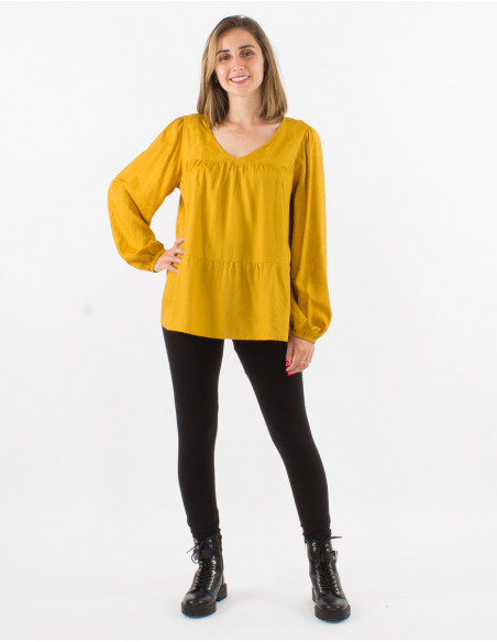 Chemisier viscose col V motif Cachemire