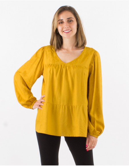 Chemisier viscose col V motif Cachemire