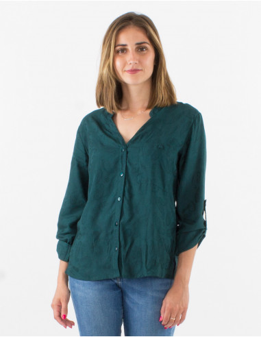 Chemisier viscose motif Cachemire boutonné