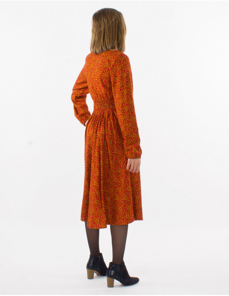 Rayon 3/4 printed long sleeves dress