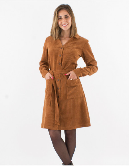 Corduroy 88% polyester 12% polyamide buttoned dress