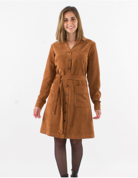 Corduroy 88% polyester 12% polyamide buttoned dress