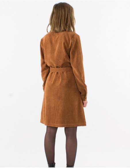 Corduroy 88% polyester 12% polyamide buttoned dress