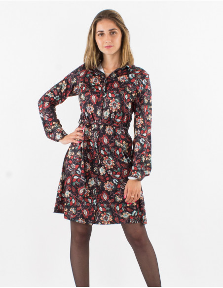 Robe courte boutonnée imprimé Dahila