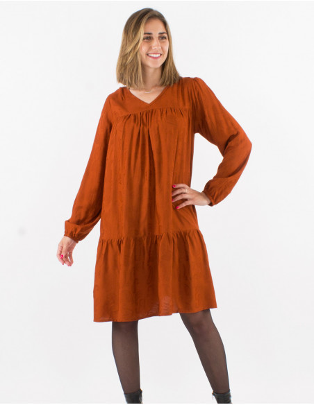 Rayon v-neckline dress with "cachemire" print