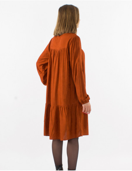 Rayon v-neckline dress with "cachemire" print