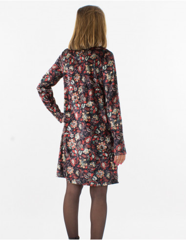 Robe courte velours ras imprimé Dahila