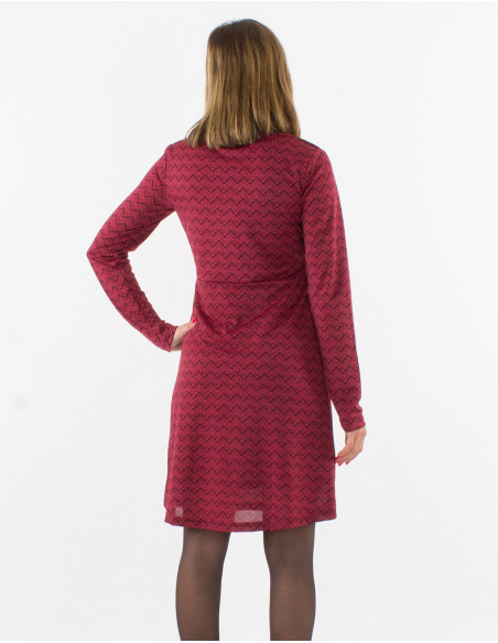 Knitted 96% polyester 4% elastane dress with lining and "geo" print
