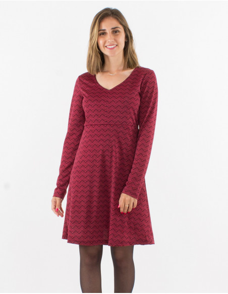 Knitted 96% polyester 4% elastane dress with lining and "geo" print