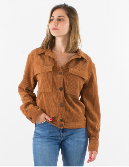 Corduroy 88% polyester 12% polyamide buttoned jacket