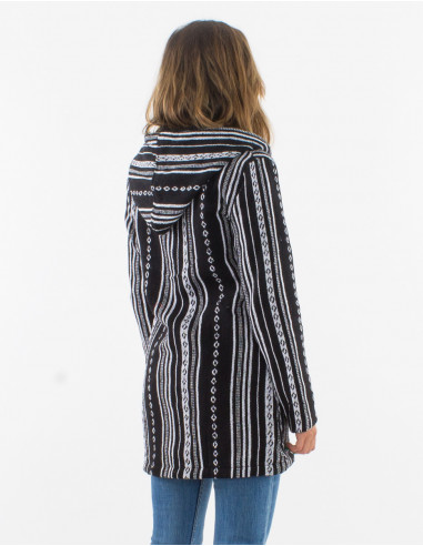 Manteau coton doublure polaire polyester zip et capuche