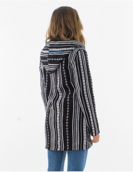 Manteau coton doublure polaire polyester zip et capuche