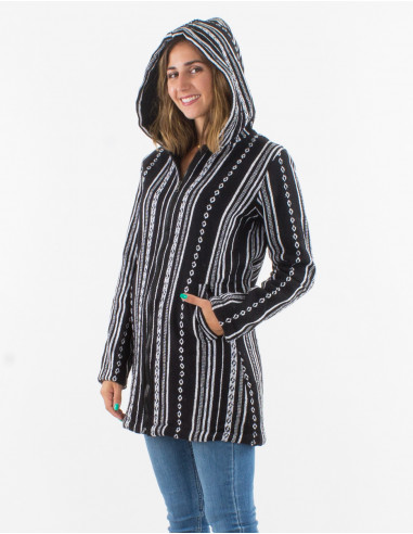 Manteau coton doublure polaire polyester zip et capuche