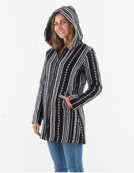 Manteau coton doublure polaire polyester zip et capuche