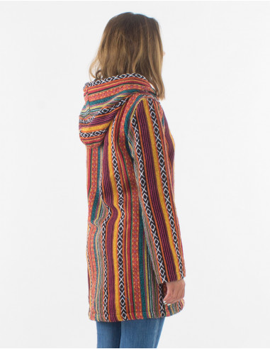 Manteau coton doublure polaire polyester zip et capuche