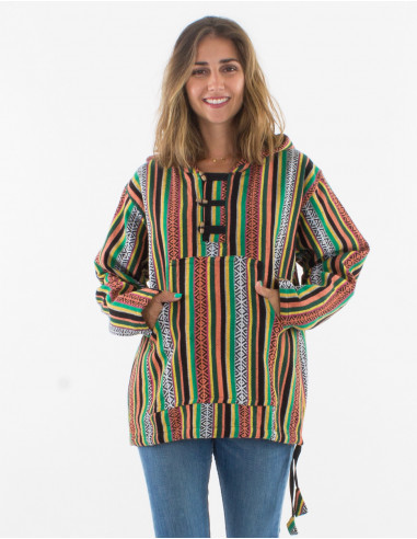 Veste 3 boutons coton capuche rayée Gheri