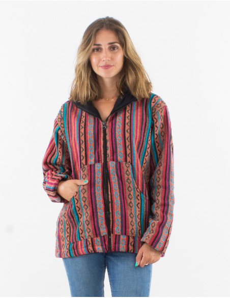 Cotton gueri polar hooded jacket with lining