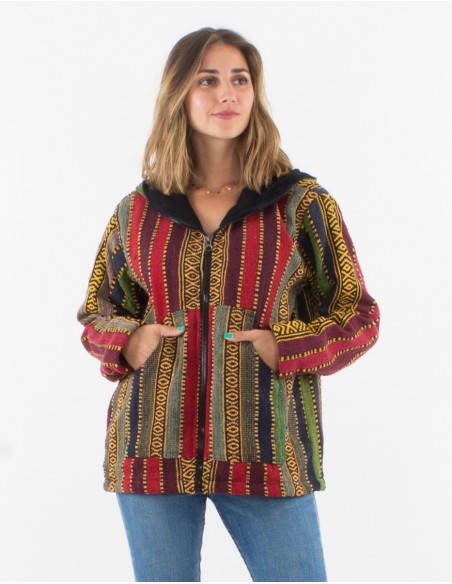 Cotton gueri polar hooded jacket with lining