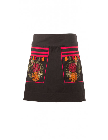 Jupe Coton Brode Avec Pompons