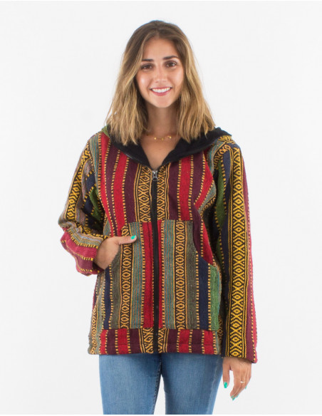 Cotton gueri polar hooded jacket with lining