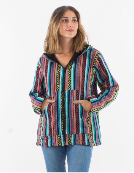 Cotton gueri polar hooded jacket with lining