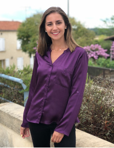 Chemisier polyester satin boutonné