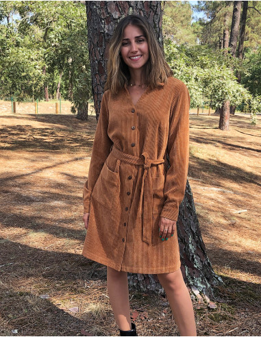 Corduroy 88% polyester 12% polyamide buttoned dress