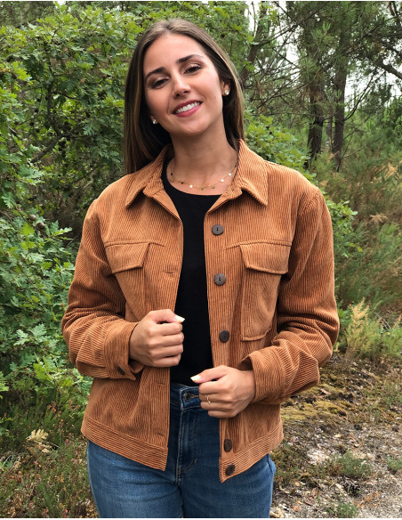 Corduroy 88% polyester 12% polyamide buttoned jacket