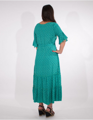 Robe Longue Viscose Manches Courtes