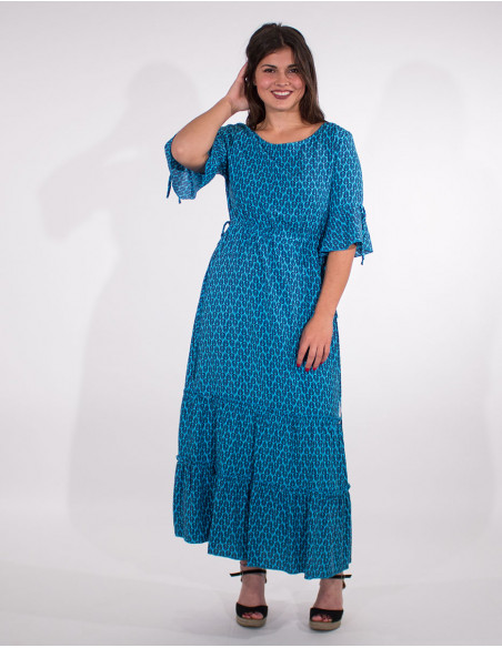 Robe Longue Viscose Manches Courtes