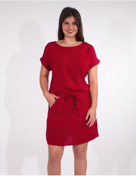 Robe Viscose Manches Courtes Imprimé Pao