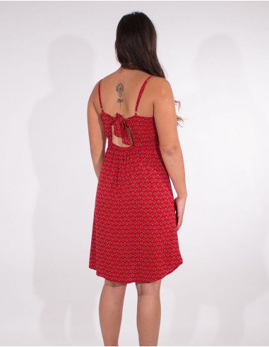 Robe Viscose Bretelles Imprimé Plumes