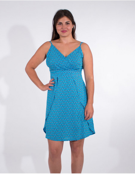 Feather print straps viscose dress