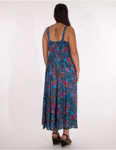 Long viscose dress with tindaya print