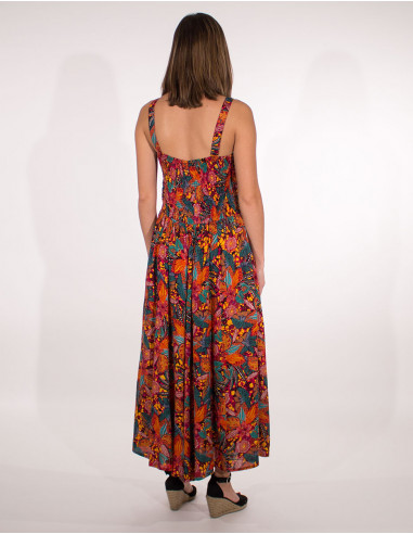 Long viscose dress with tindaya print