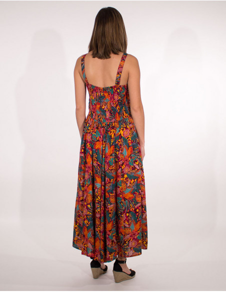 Long viscose dress with tindaya print