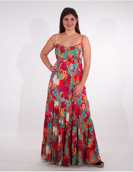 Robe Longue Viscose Bretelles Imprime Ve