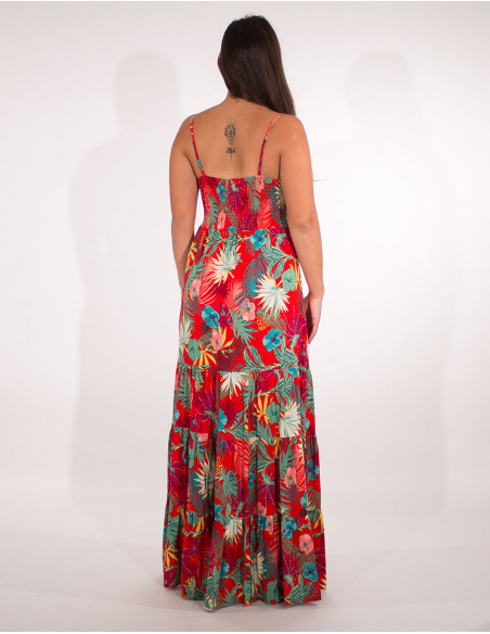 Robe Longue Viscose Bretelles Imprime Ve