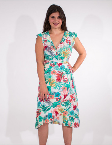 Robe Viscose Manches Courtes Portefeuill