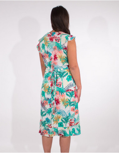 Robe Viscose Manches Courtes Portefeuill