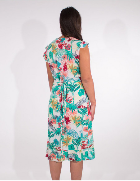 Robe Viscose Manches Courtes Portefeuill