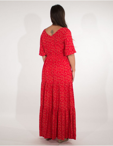 Long viscose short sleeves short sleevesd dress