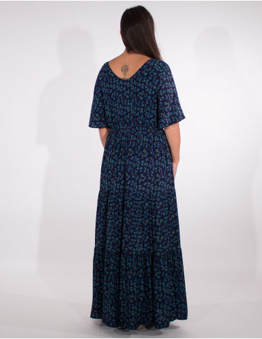 Long viscose short sleeves short sleevesd dress