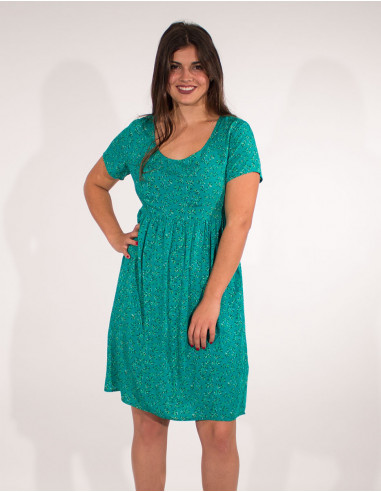 Robe Viscose Manches Courtes Imprime Ecl