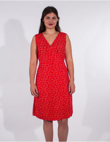 Viscose sleeveless wrap around dress in eclat print